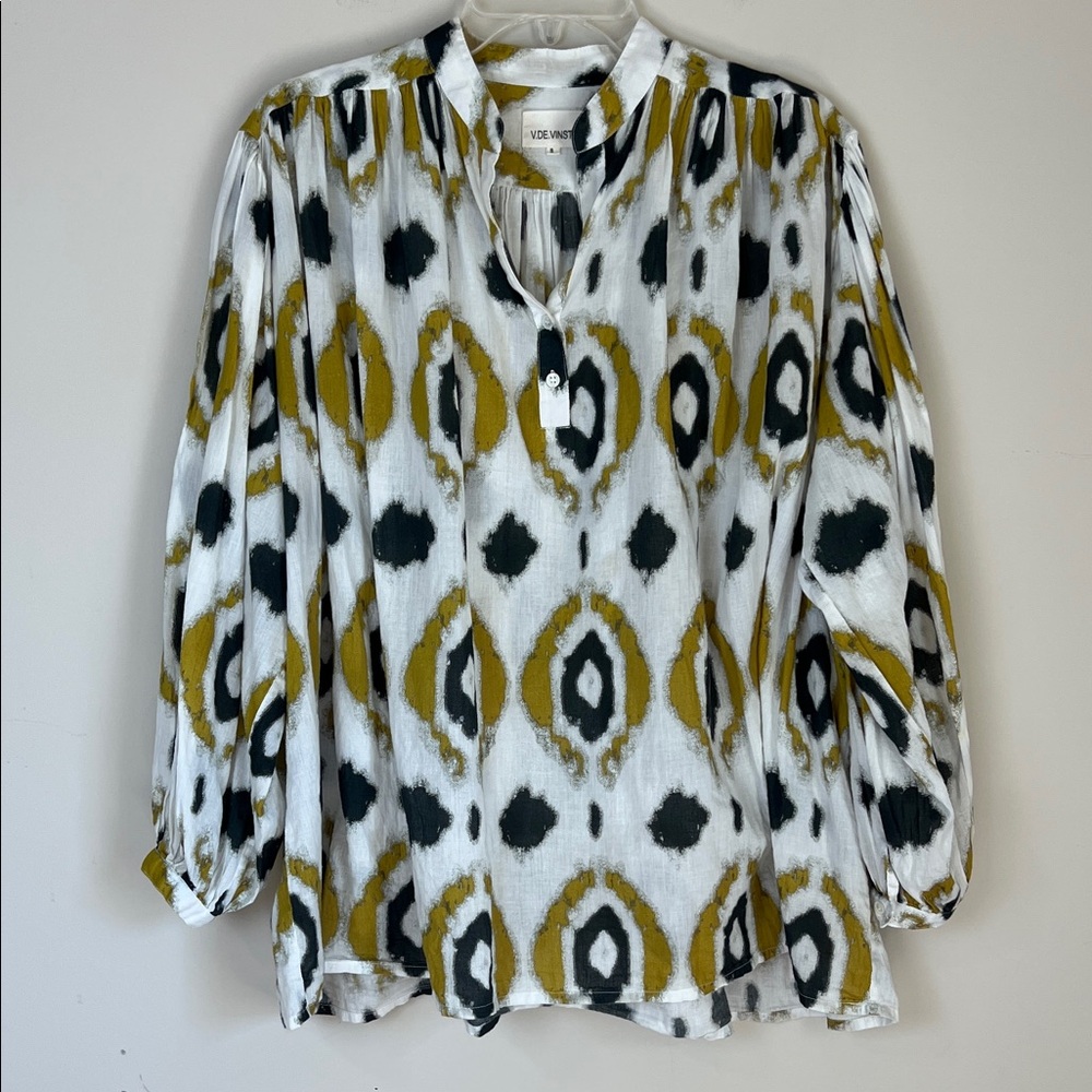 V.DE.VINSTER WOMENS Cotton Oversized Blouse Tie Dye Boho Relaxed‎ Sz Small Med